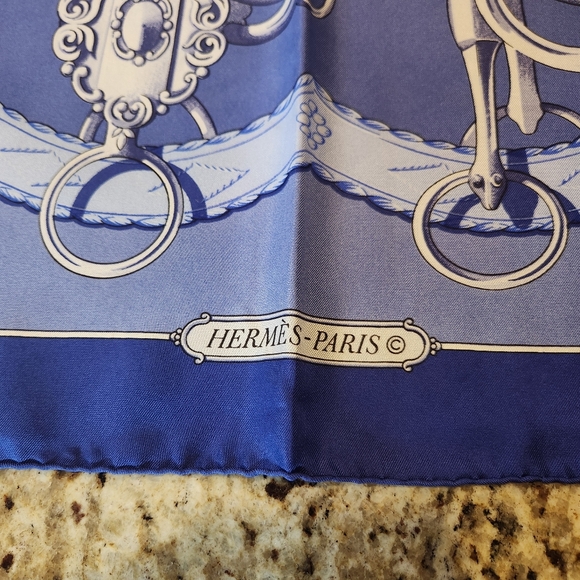 Blue and White Patterned Scarf - Picture 2 of 8